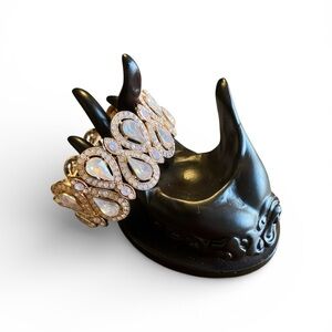 Rose Gold-tone Opalescent Teardrop Statement Bracelet